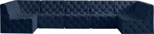 Tuft Velvet / Engineered Wood / Foam Contemporary Navy Velvet Modular Sectional - 157" W x 64" D x 32" H