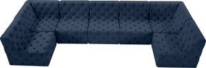 Tuft Velvet / Engineered Wood / Foam Contemporary Navy Velvet Modular Sectional - 157" W x 64" D x 32" H