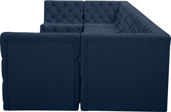Tuft Velvet / Engineered Wood / Foam Contemporary Navy Velvet Modular Sectional - 157" W x 64" D x 32" H