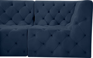 Tuft Velvet / Engineered Wood / Foam Contemporary Navy Velvet Modular Sectional - 157" W x 64" D x 32" H