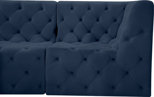 Tuft Velvet / Engineered Wood / Foam Contemporary Navy Velvet Modular Sectional - 157" W x 64" D x 32" H