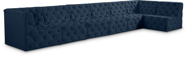 Tuft Velvet / Engineered Wood / Foam Contemporary Navy Velvet Modular Sectional - 186" W x 64" D x 32" H