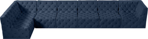 Tuft Velvet / Engineered Wood / Foam Contemporary Navy Velvet Modular Sectional - 186" W x 64" D x 32" H