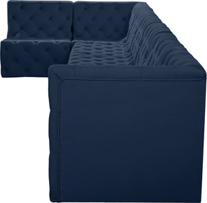 Tuft Velvet / Engineered Wood / Foam Contemporary Navy Velvet Modular Sectional - 186" W x 64" D x 32" H