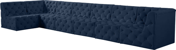 Tuft Velvet / Engineered Wood / Foam Contemporary Navy Velvet Modular Sectional - 186" W x 64" D x 32" H