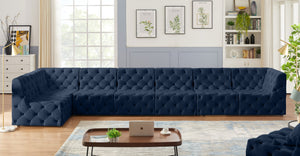 Tuft Velvet / Engineered Wood / Foam Contemporary Navy Velvet Modular Sectional - 186" W x 64" D x 32" H
