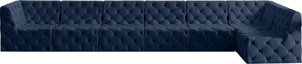 Tuft Velvet / Engineered Wood / Foam Contemporary Navy Velvet Modular Sectional - 186" W x 64" D x 32" H