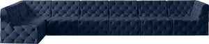 Tuft Velvet / Engineered Wood / Foam Contemporary Navy Velvet Modular Sectional - 186" W x 64" D x 32" H