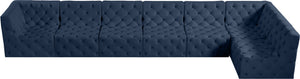 Tuft Velvet / Engineered Wood / Foam Contemporary Navy Velvet Modular Sectional - 186" W x 64" D x 32" H