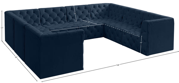 Tuft Velvet / Engineered Wood / Foam Contemporary Navy Velvet Modular Sectional - 128" W x 99" D x 32" H