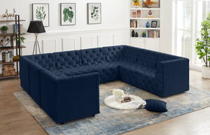 Tuft Velvet / Engineered Wood / Foam Contemporary Navy Velvet Modular Sectional - 128" W x 99" D x 32" H