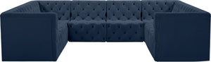 Tuft Velvet / Engineered Wood / Foam Contemporary Navy Velvet Modular Sectional - 128" W x 99" D x 32" H