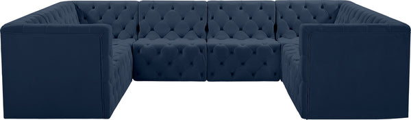 Tuft Velvet / Engineered Wood / Foam Contemporary Navy Velvet Modular Sectional - 128" W x 99" D x 32" H
