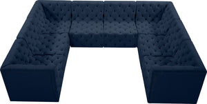 Tuft Velvet / Engineered Wood / Foam Contemporary Navy Velvet Modular Sectional - 128" W x 99" D x 32" H