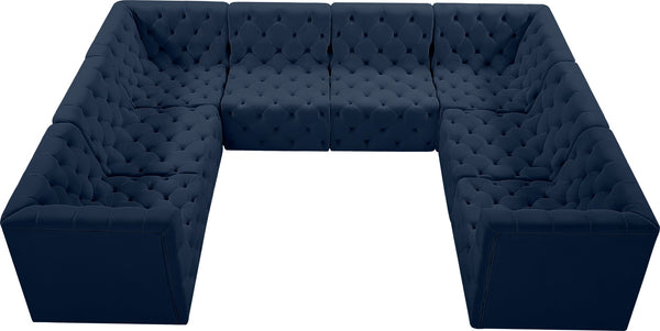 Tuft Velvet / Engineered Wood / Foam Contemporary Navy Velvet Modular Sectional - 128" W x 99" D x 32" H