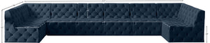 Tuft Velvet / Engineered Wood / Foam Contemporary Navy Velvet Modular Sectional - 215" W x 64" D x 32" H