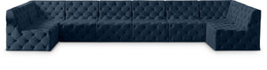 Tuft Velvet / Engineered Wood / Foam Contemporary Navy Velvet Modular Sectional - 215" W x 64" D x 32" H