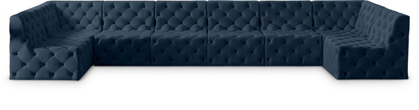 Tuft Velvet / Engineered Wood / Foam Contemporary Navy Velvet Modular Sectional - 215" W x 64" D x 32" H