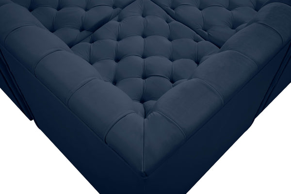 Tuft Velvet / Engineered Wood / Foam Contemporary Navy Velvet Modular Sectional - 215" W x 64" D x 32" H