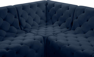 Tuft Velvet / Engineered Wood / Foam Contemporary Navy Velvet Modular Sectional - 215" W x 64" D x 32" H