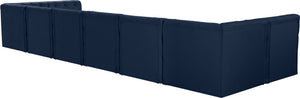 Tuft Velvet / Engineered Wood / Foam Contemporary Navy Velvet Modular Sectional - 215" W x 64" D x 32" H