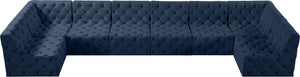 Tuft Velvet / Engineered Wood / Foam Contemporary Navy Velvet Modular Sectional - 215" W x 64" D x 32" H