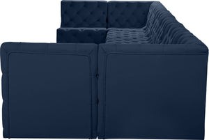 Tuft Velvet / Engineered Wood / Foam Contemporary Navy Velvet Modular Sectional - 215" W x 64" D x 32" H
