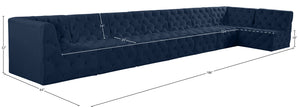 Tuft Velvet / Engineered Wood / Foam Contemporary Navy Velvet Modular Sectional - 186" W x 64" D x 32" H