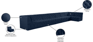 Tuft Velvet / Engineered Wood / Foam Contemporary Navy Velvet Modular Sectional - 186" W x 64" D x 32" H