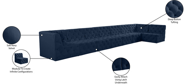 Tuft Velvet / Engineered Wood / Foam Contemporary Navy Velvet Modular Sectional - 186" W x 64" D x 32" H