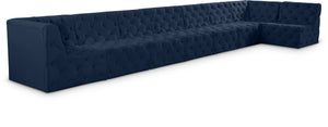 Tuft Velvet / Engineered Wood / Foam Contemporary Navy Velvet Modular Sectional - 186" W x 64" D x 32" H