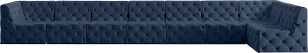 Tuft Velvet / Engineered Wood / Foam Contemporary Navy Velvet Modular Sectional - 186" W x 64" D x 32" H