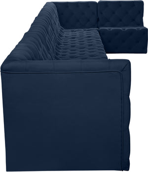 Tuft Velvet / Engineered Wood / Foam Contemporary Navy Velvet Modular Sectional - 186" W x 64" D x 32" H
