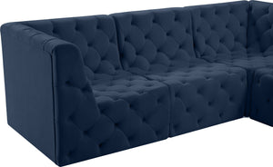Tuft Velvet / Engineered Wood / Foam Contemporary Navy Velvet Modular Sectional - 186" W x 64" D x 32" H