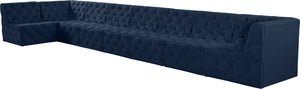 Tuft Velvet / Engineered Wood / Foam Contemporary Navy Velvet Modular Sectional - 186" W x 64" D x 32" H