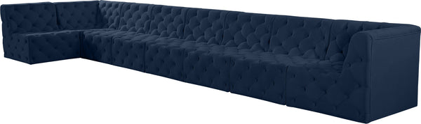 Tuft Velvet / Engineered Wood / Foam Contemporary Navy Velvet Modular Sectional - 186" W x 64" D x 32" H