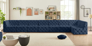Tuft Velvet / Engineered Wood / Foam Contemporary Navy Velvet Modular Sectional - 186" W x 64" D x 32" H