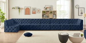 Tuft Velvet / Engineered Wood / Foam Contemporary Navy Velvet Modular Sectional - 186" W x 64" D x 32" H