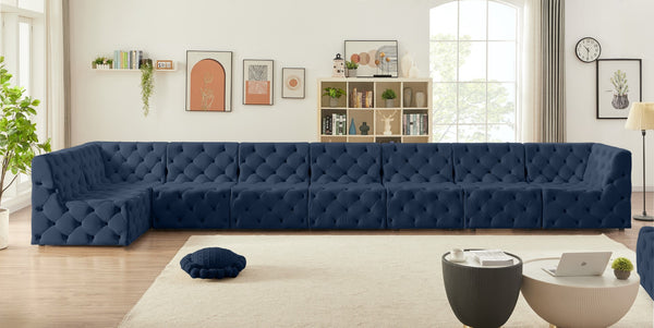 Tuft Velvet / Engineered Wood / Foam Contemporary Navy Velvet Modular Sectional - 186" W x 64" D x 32" H