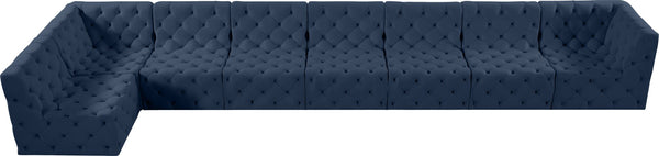 Tuft Velvet / Engineered Wood / Foam Contemporary Navy Velvet Modular Sectional - 186" W x 64" D x 32" H