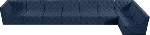 Tuft Velvet / Engineered Wood / Foam Contemporary Navy Velvet Modular Sectional - 186" W x 64" D x 32" H