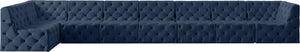 Tuft Velvet / Engineered Wood / Foam Contemporary Navy Velvet Modular Sectional - 186" W x 64" D x 32" H
