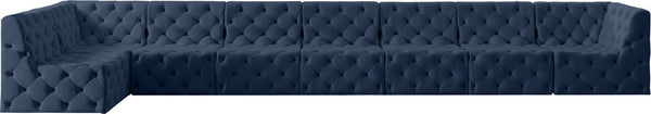 Tuft Velvet / Engineered Wood / Foam Contemporary Navy Velvet Modular Sectional - 186" W x 64" D x 32" H