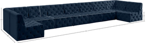 Tuft Velvet / Engineered Wood / Foam Contemporary Navy Velvet Modular Sectional - 215" W x 64" D x 32" H