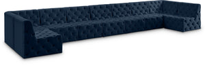 Tuft Velvet / Engineered Wood / Foam Contemporary Navy Velvet Modular Sectional - 215" W x 64" D x 32" H