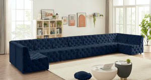 Tuft Velvet / Engineered Wood / Foam Contemporary Navy Velvet Modular Sectional - 215" W x 64" D x 32" H