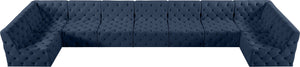 Tuft Velvet / Engineered Wood / Foam Contemporary Navy Velvet Modular Sectional - 215" W x 64" D x 32" H