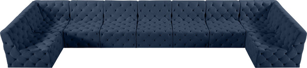 Tuft Velvet / Engineered Wood / Foam Contemporary Navy Velvet Modular Sectional - 215" W x 64" D x 32" H