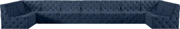 Tuft Velvet / Engineered Wood / Foam Contemporary Navy Velvet Modular Sectional - 215" W x 64" D x 32" H
