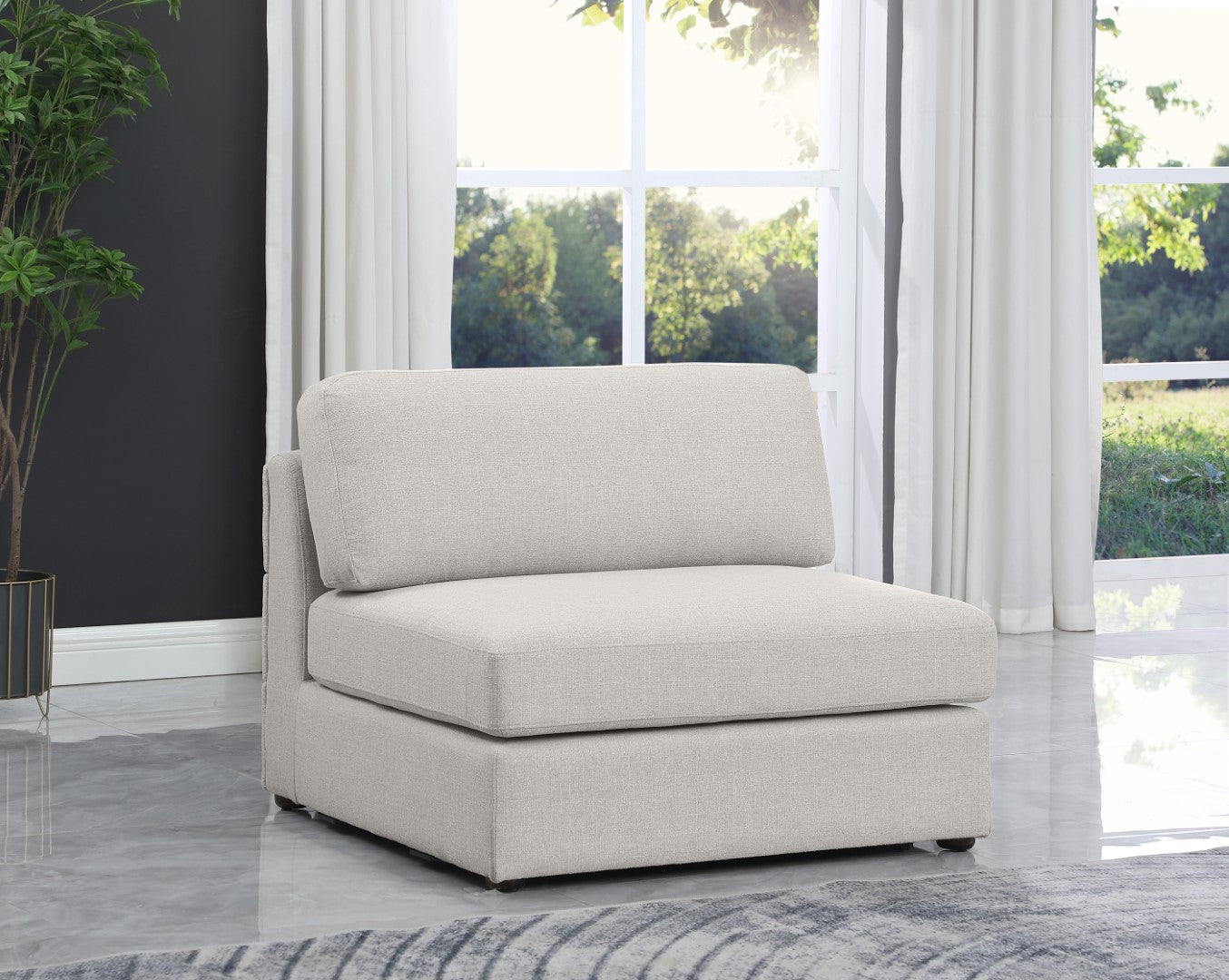 Meridian Furniture Beckham Contemporary Armless Chair - Thumbnail 2